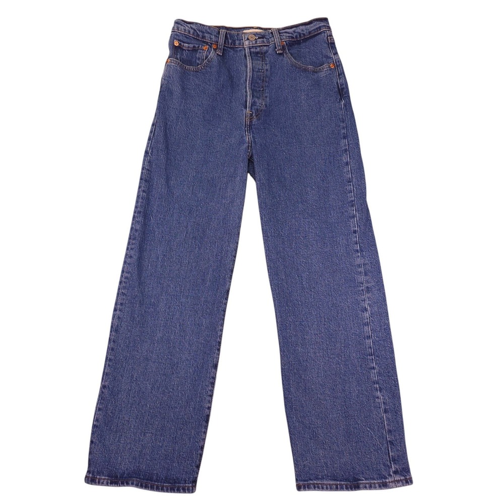 Levis Ribcage Straight Ankle Jeans Womens 29 Blue High Rise Button Fly Premium